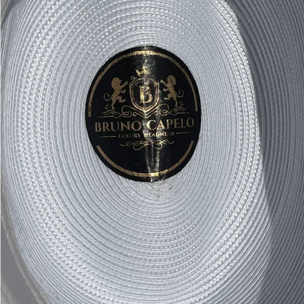 Bruno Capelo Godfather White Fedora Hat Youth Size S Feather Detail
